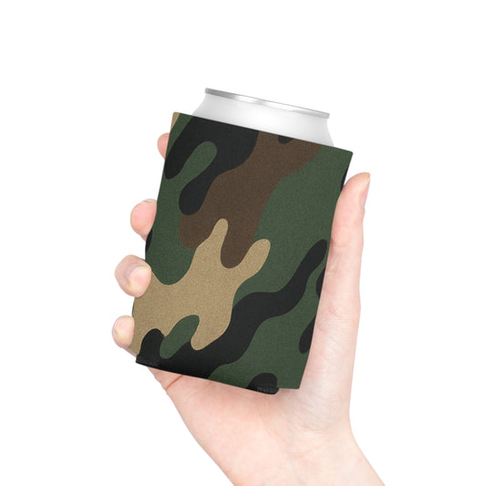 Camouflage insulated beverage holder cooler, Printify Camo Can Cooler accessory designed to keep drinks cold.