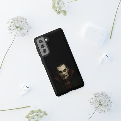 Gothic vampire portrait phone case for iPhone featuring Dracula horror design, Printify brand, with dark, eerie artwork.