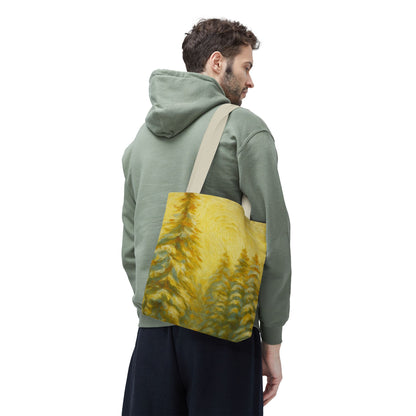 Eco-friendly canvas tote bag with artistic abstract design, ideal as a stylish beach or shopping bag by Printify.