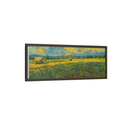 Framed landscape matte canvas print with vibrant multi-color design, showcasing a colorful scenic artwork from Printify.