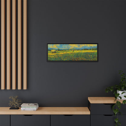 Framed landscape matte canvas print by Printify featuring colorful, scenic mountain and forest artwork on high-quality canvas.
