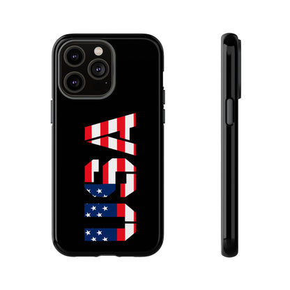 USA patriotic American flag tough phone case by Printify featuring a bold flag design on durable material.