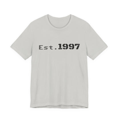 Vintage 1997 Established T-Shirt by Printify featuring bold “Est. 1997” graphic on classic cotton tee.