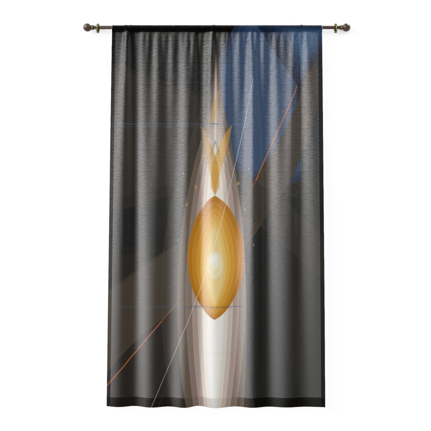 Abstract Golden Orb Window Curtain | Modern Geometric Sheer Panel