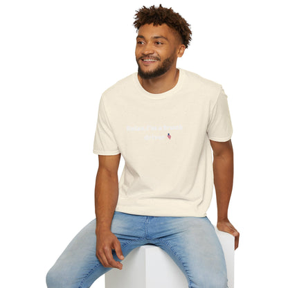 Pink heart graphic on a black Relax, I'm a Truck Driver T-Shirt by Printify, featuring humorous trucker-themed design.