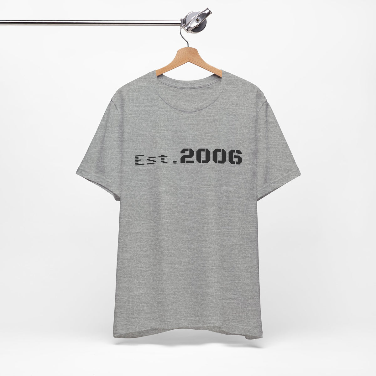 Vintage-style "Established 2006" graphic T-shirt by Printify featuring bold text and a relaxed fit for birthday gift ideas.