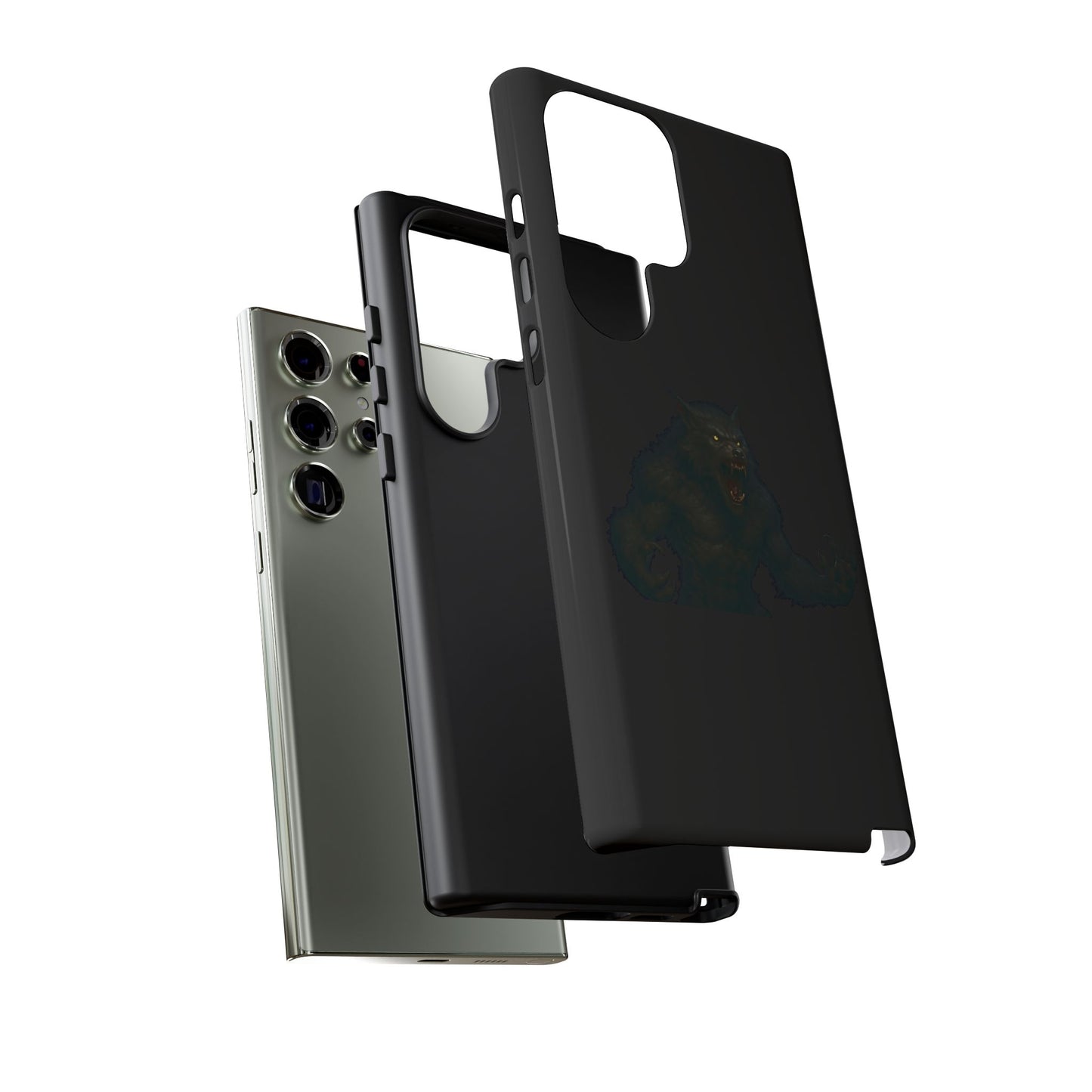 Werewolf phone case with dark monster graphic, tough protective design for smartphones, by Printify.