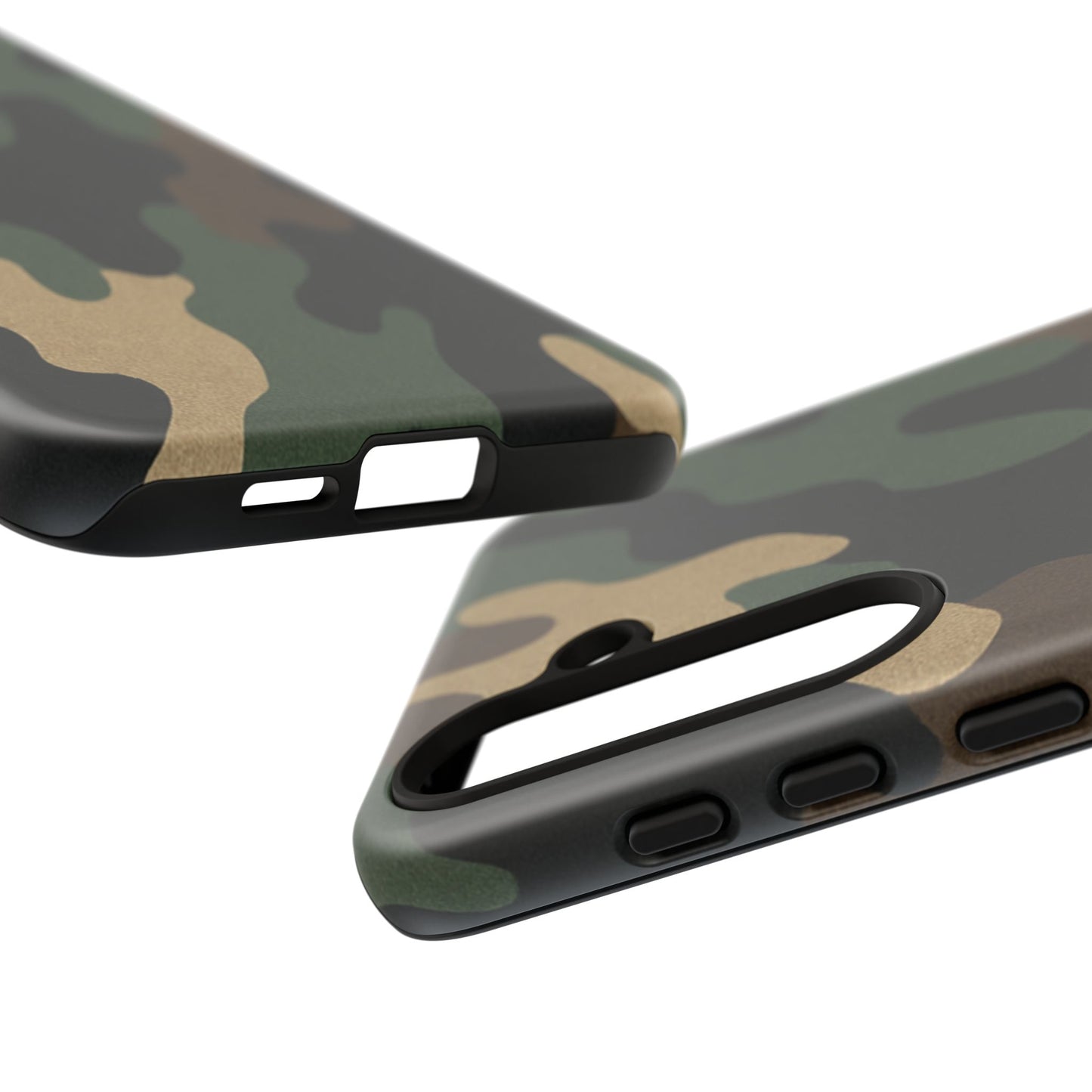 Rugged military green camo Printify Tough phone case protecting a smartphone with a durable, military-inspired design.