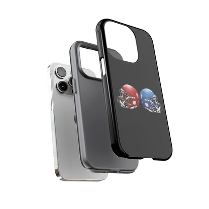 Red and blue football helmet design phone case for iPhone, protective tough cover from Printify.