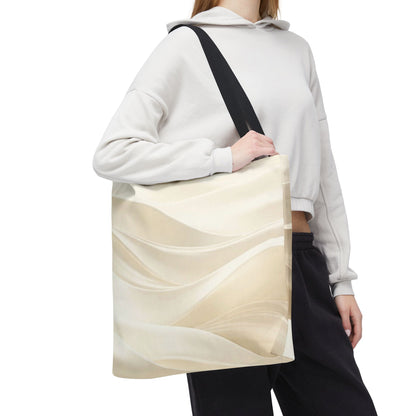 Cream Abstract Waves Tote Bag | Neutral Swirl Pattern