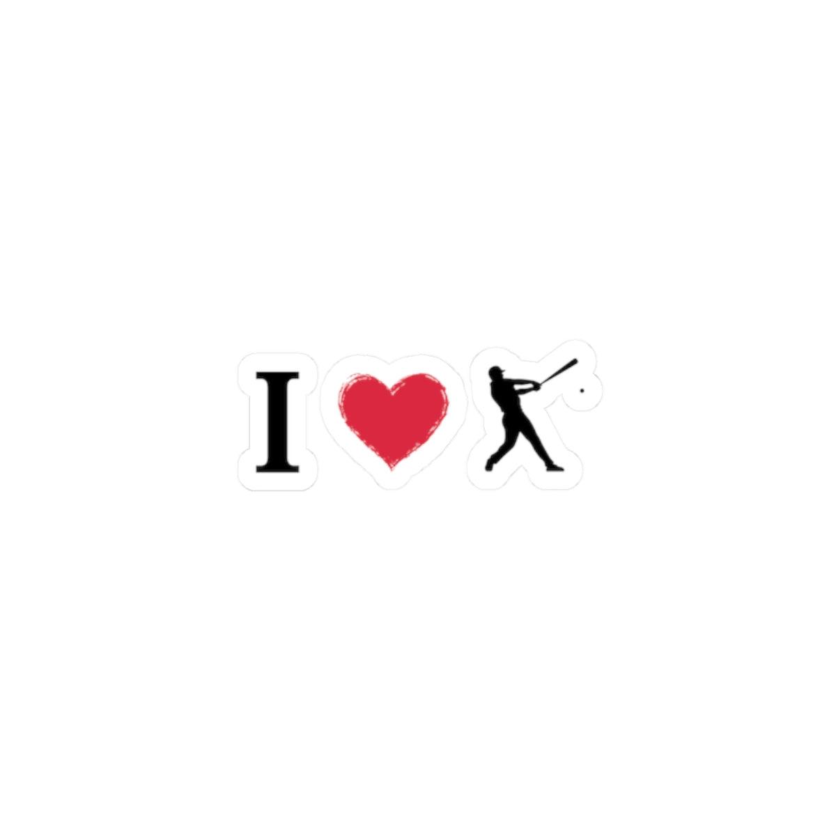 I Love Baseball Kiss-Cut Stickers | Sports Gear, Custom Decals, Laptop Stickers, Gift for Athletes, Motivational Decor - TRV