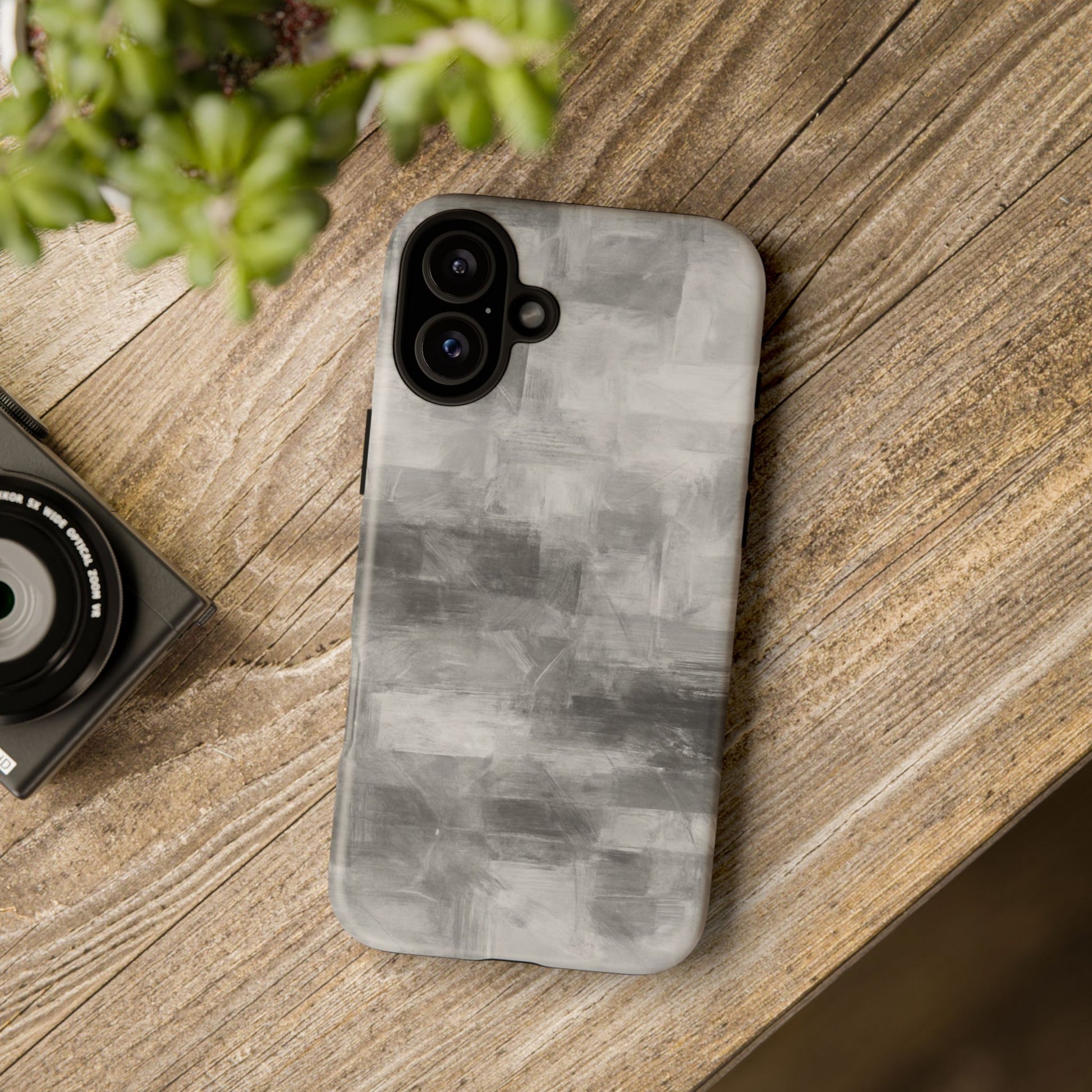 Abstract gray grid phone case for iPhone, durable protective cover with modern design from Printify.