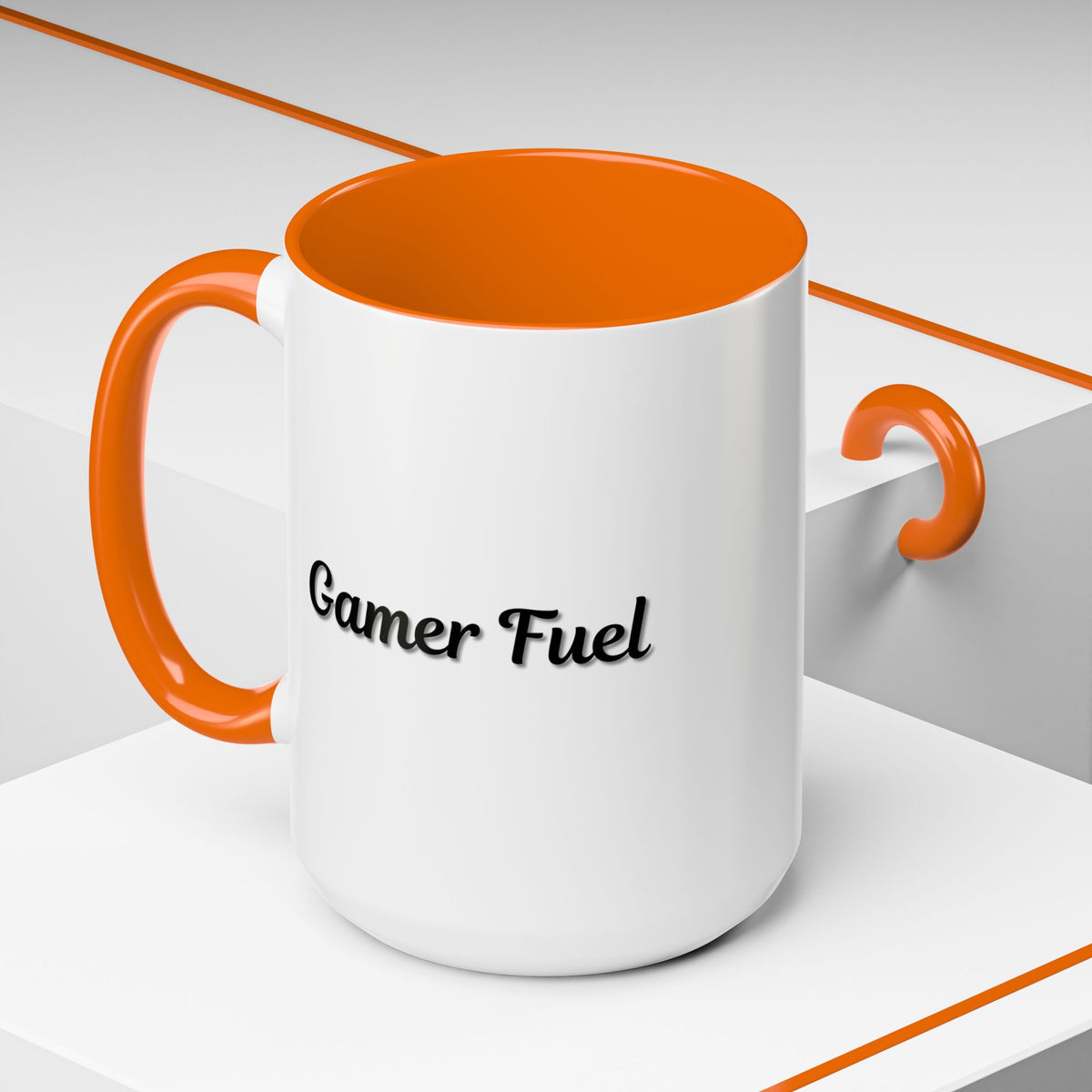 Printify Gamer Fuel coffee mug, 11oz accent mug with gaming-themed design, featuring bold graphics and a comfortable handle.