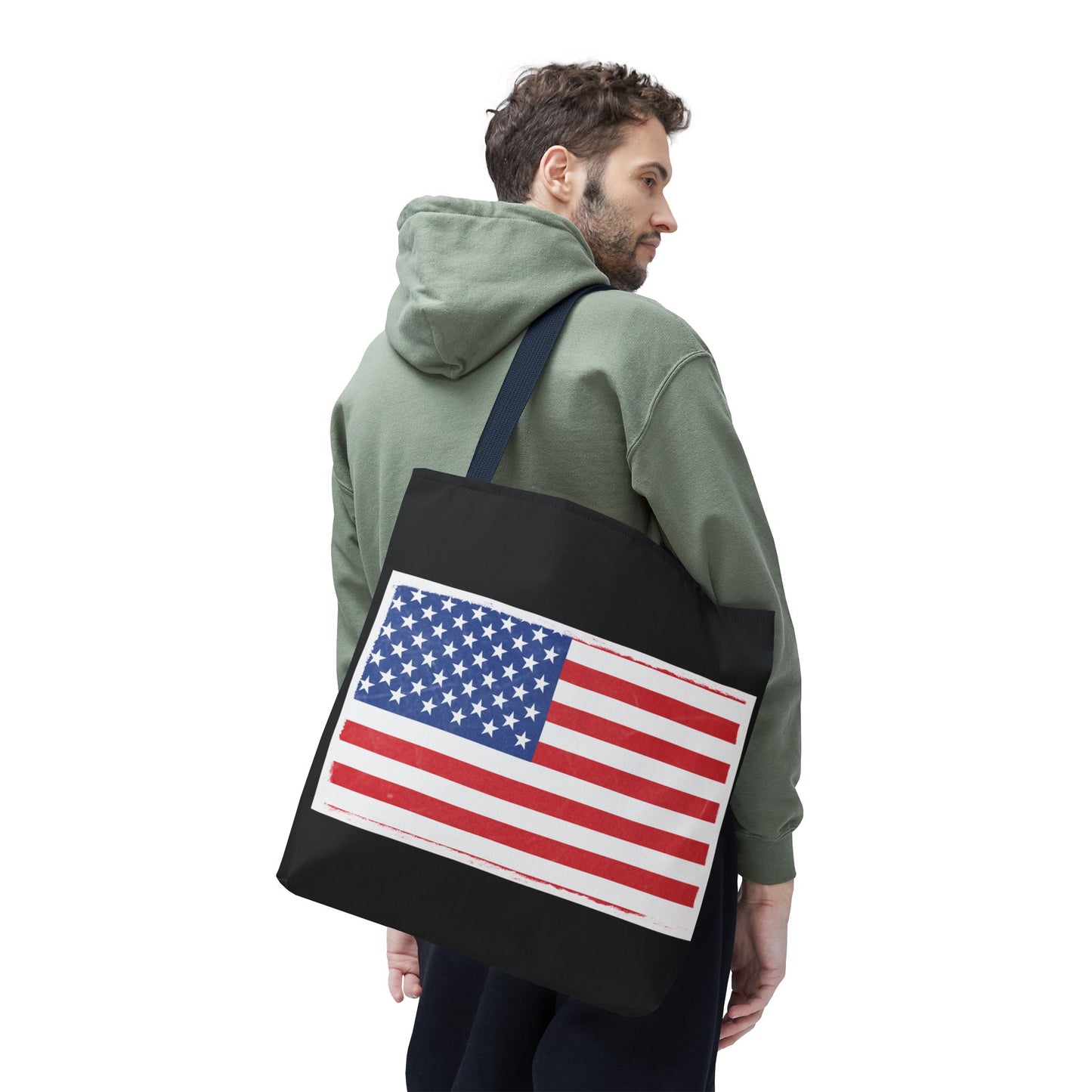 Patriotic Tote Bag, American Flag Carryall, Beach Bag, Reusable Shopping Tote, Independence Day Gift - TRV