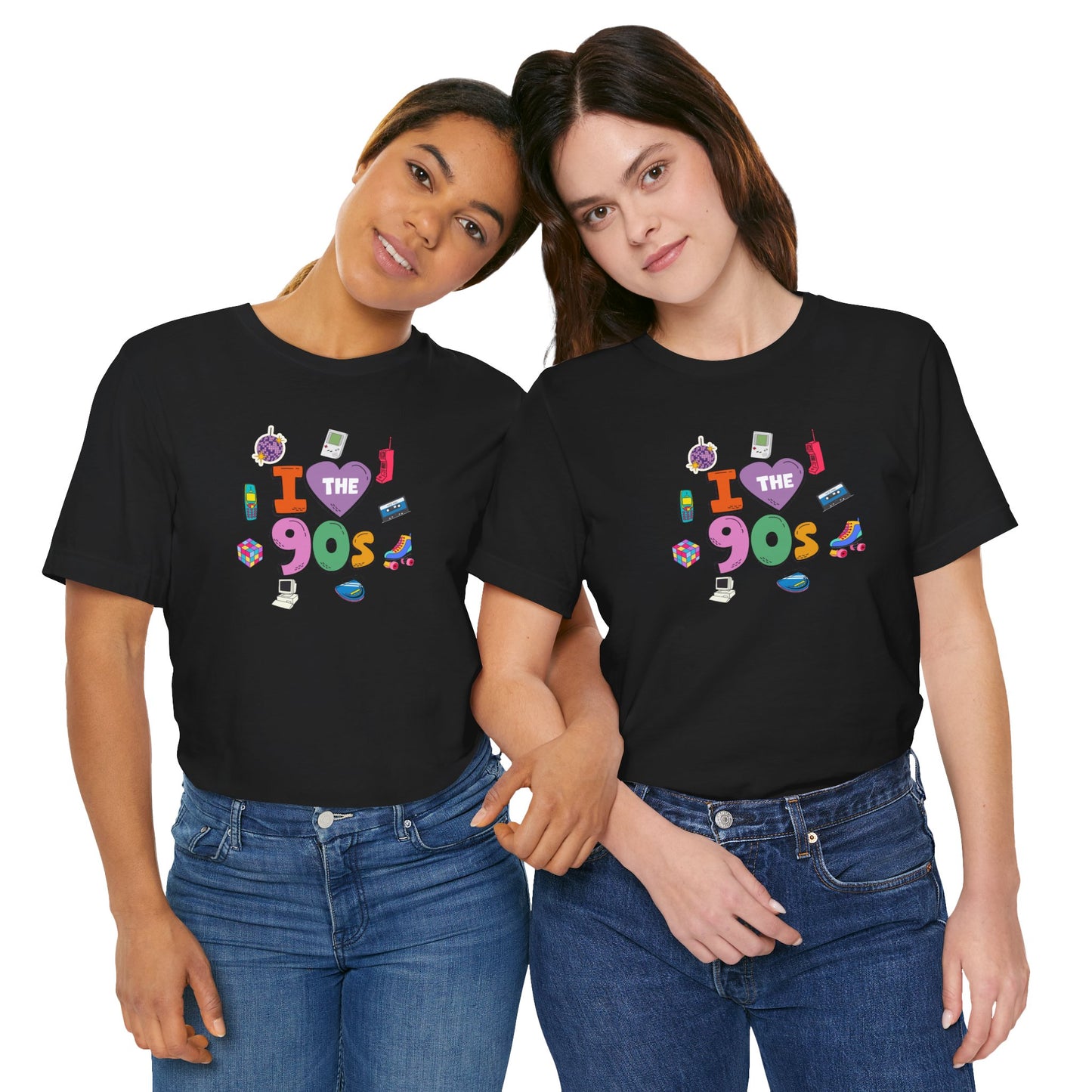 I  Love the 90's Short Sleeve Tee - Retro Graphic Tee, Vintage Style Shirt, Perfect for Casual Outings, 90s Nostalgia Apparel