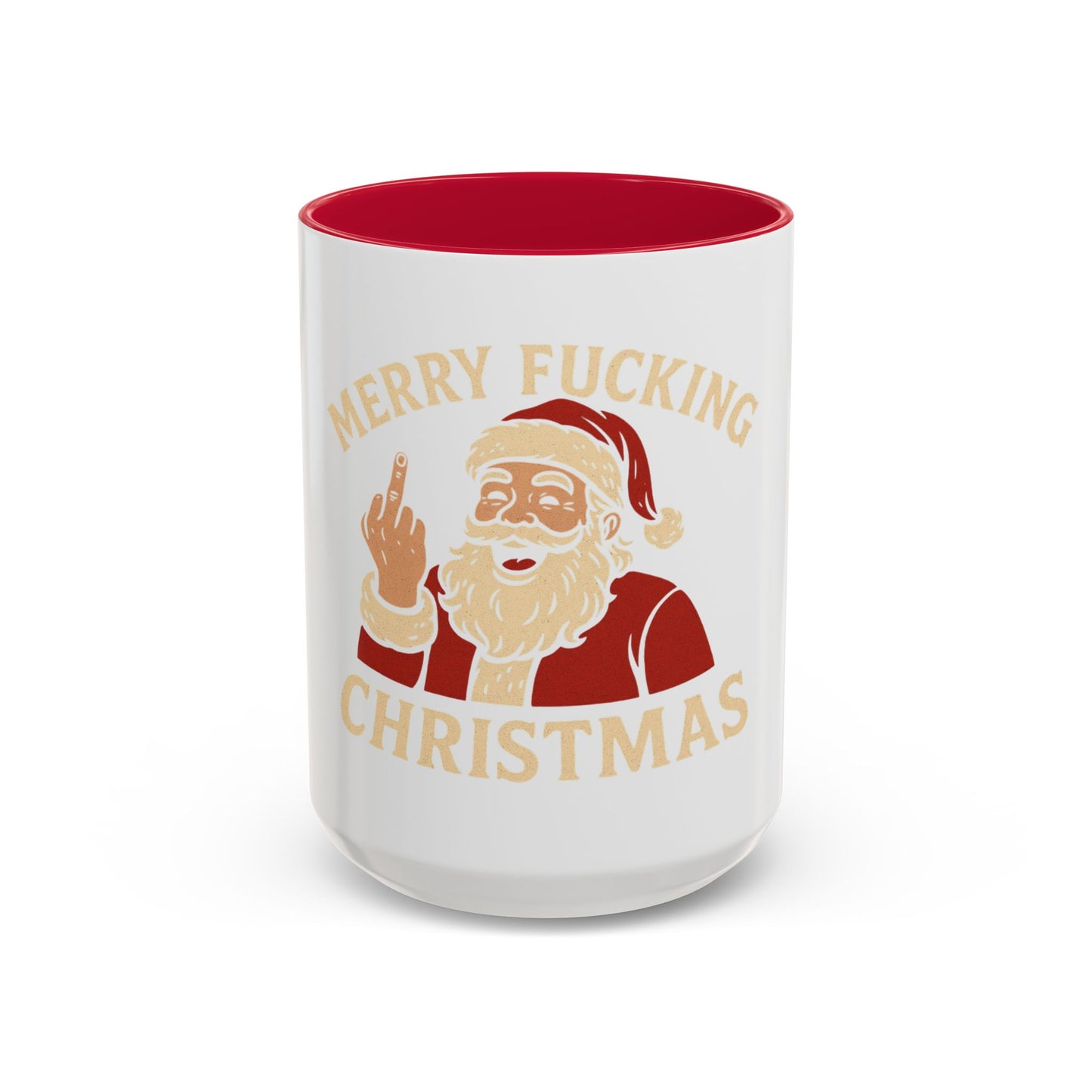 Merry Fucking Christmas Mug — Funny Santa Middle Finger Coffee Cup (11oz & 15oz)