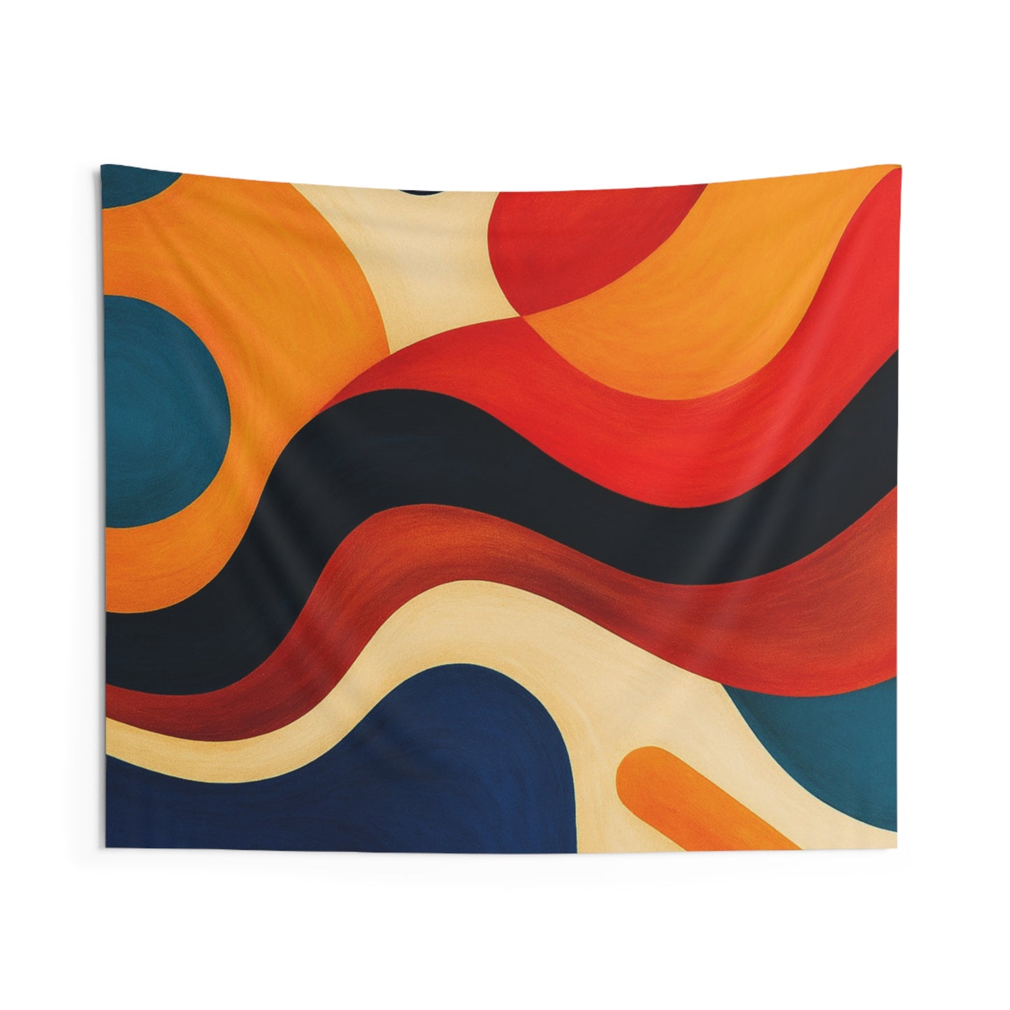 Abstract Retro Wave Tapestry — Colorful Mid-Century Wall Art for Living Room, Dorm, or Office