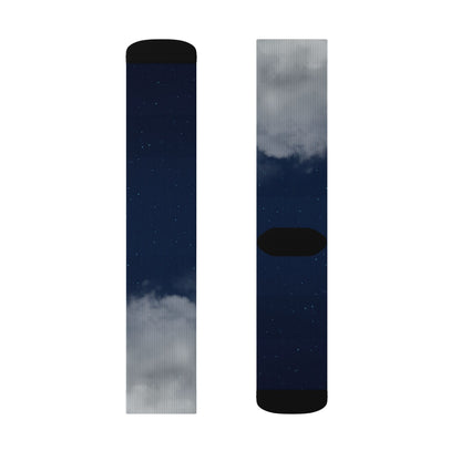 Night Sky Cloud Pattern Socks | Sublimation Crew Socks