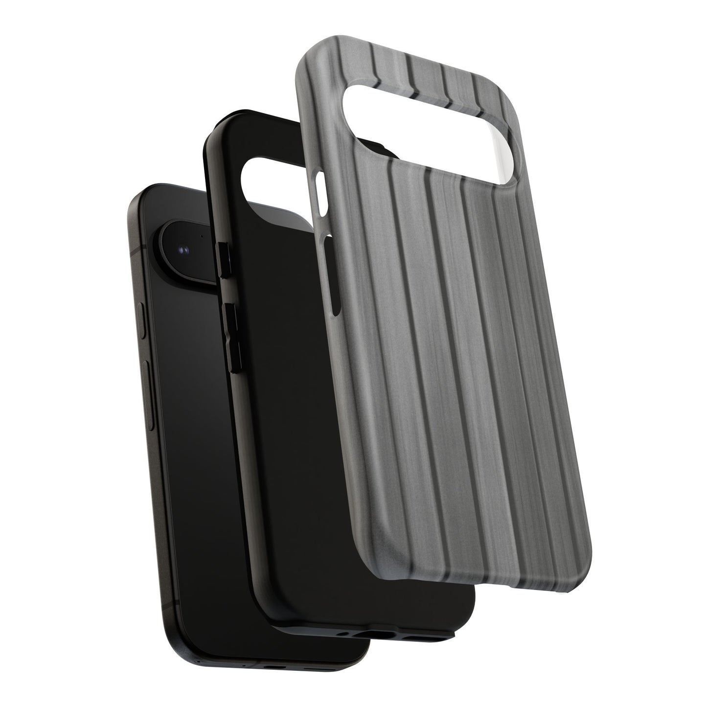 Ribbed metallic texture iPhone phone case by Printify, featuring a tough protective design for iPhone models.