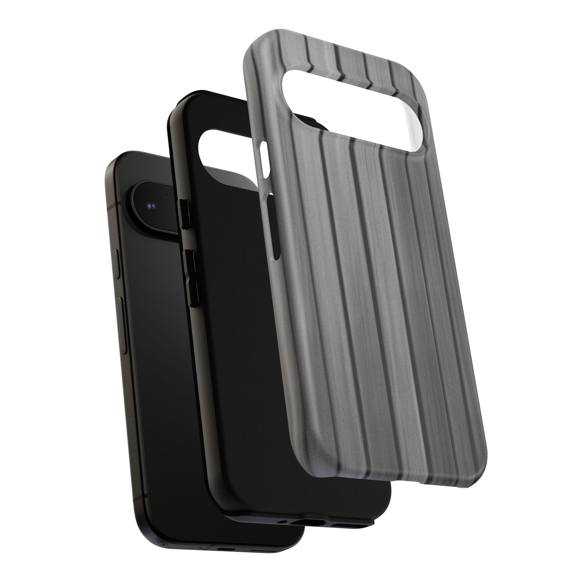 Ribbed metallic texture iPhone phone case by Printify, featuring a tough protective design for iPhone models.