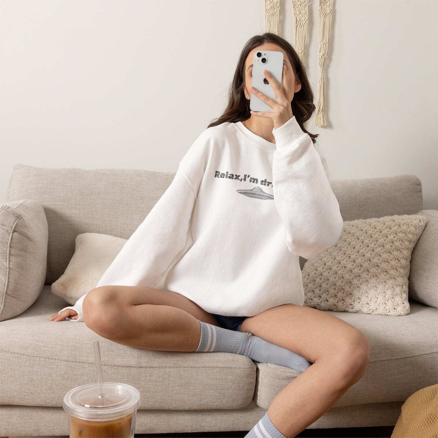 Relaxing UFO Driving Sweatshirt, Funny Gift for UFO Lovers, Unisex Crewneck Pullover, Casual Wear, Space Enthusiast Apparel