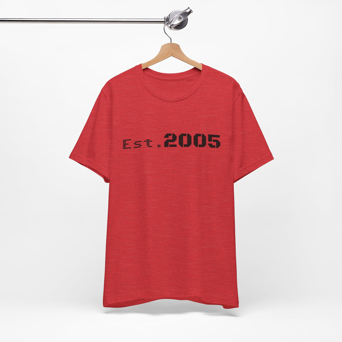 Printify Est. 2005 T-shirt featuring a minimal anniversary year design, made from soft cotton fabric.