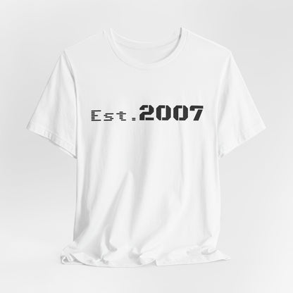 Vintage Est. 2007 T-shirt by Printify featuring a classic design with the established year on a comfortable cotton tee.