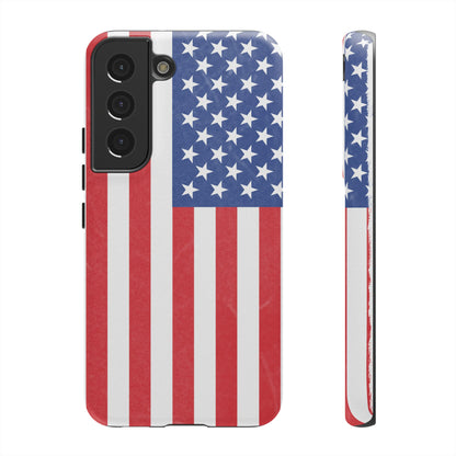 Durable American flag phone case for iPhone by Printify, featuring a patriotic design and rugged protection.