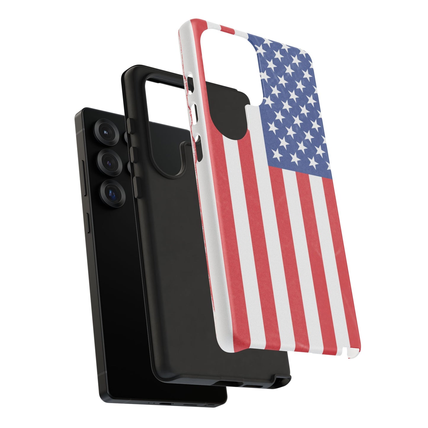 Durable American flag phone case for iPhone by Printify, featuring a patriotic design on a tough protective cover.