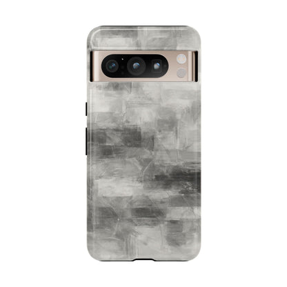 Abstract gray grid phone case for iPhone by Printify, featuring a tough protective design with modern geometric pattern.