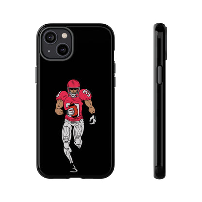 Black football player tough phone case for iPhone, durable protective sports phone case with athletic design by Printify