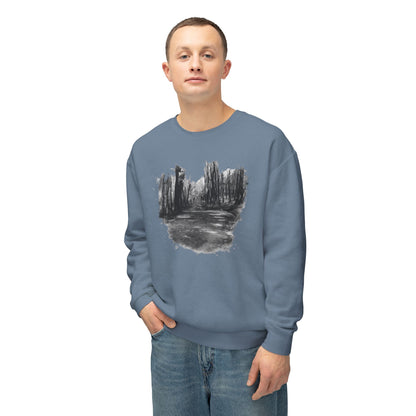 Scenic Minimalist Crewneck Sweatshirt - Cozy Art Tee for Nature Lovers, Gift for Her, Layering Essential, Perfect for Fall, Everyday Wear - TRV