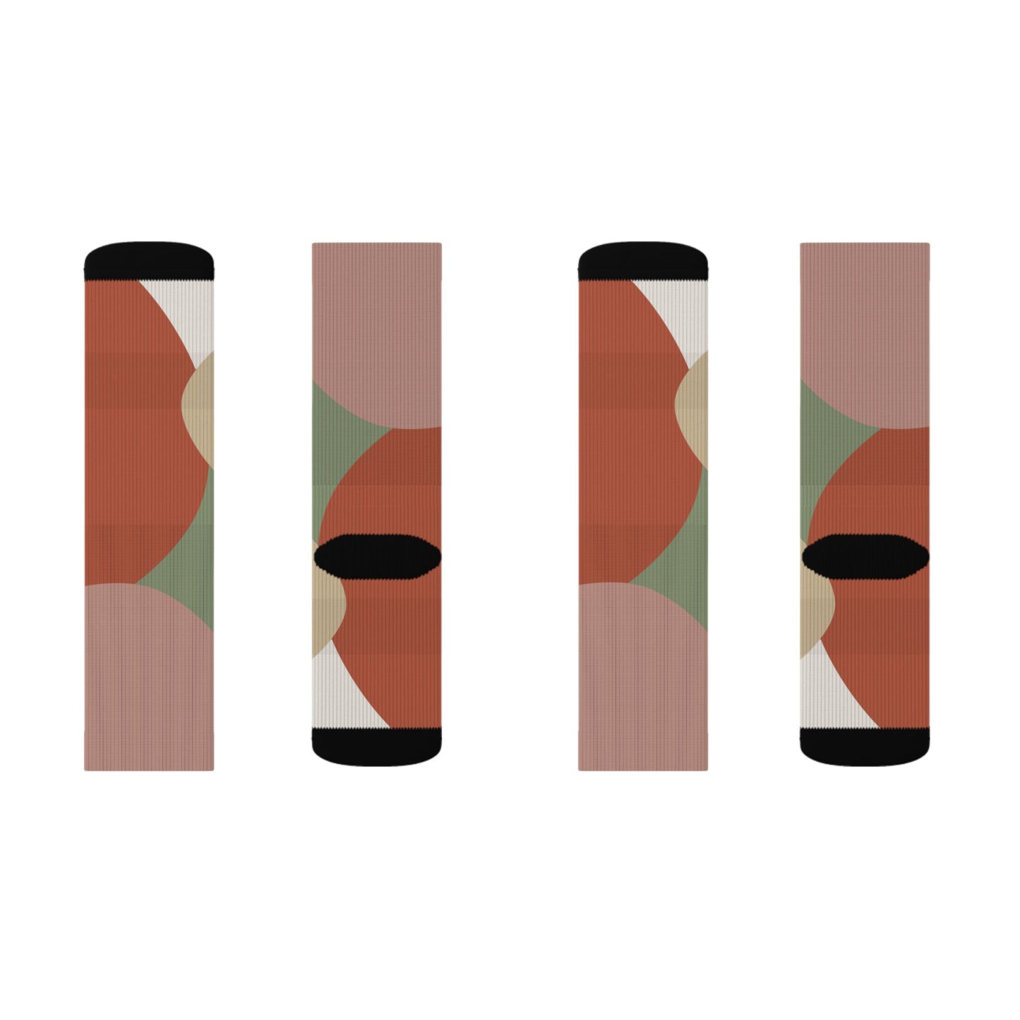 Abstract Geometric Floral Sublimation Socks | Colorblock Crew Socks