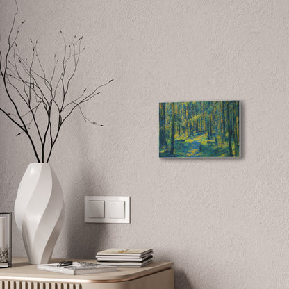 Sunlit Forest Path Canvas — Impressionist Woodland Wall Art