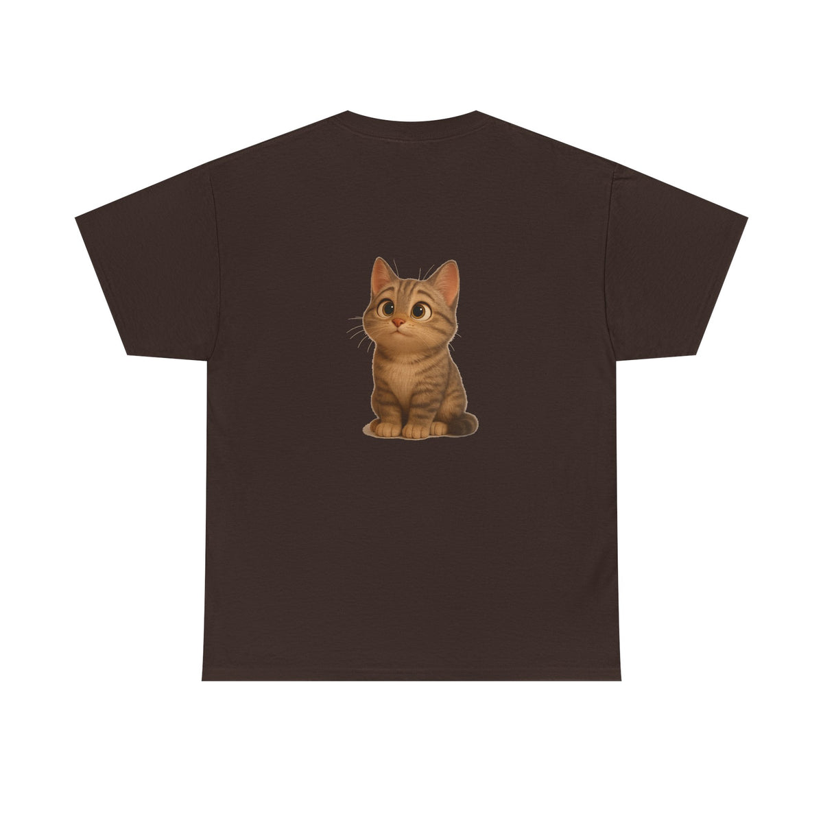 Brown kitten graphic T-shirt for cat lovers, featuring a cute cat design on a comfortable Printify T-shirt.