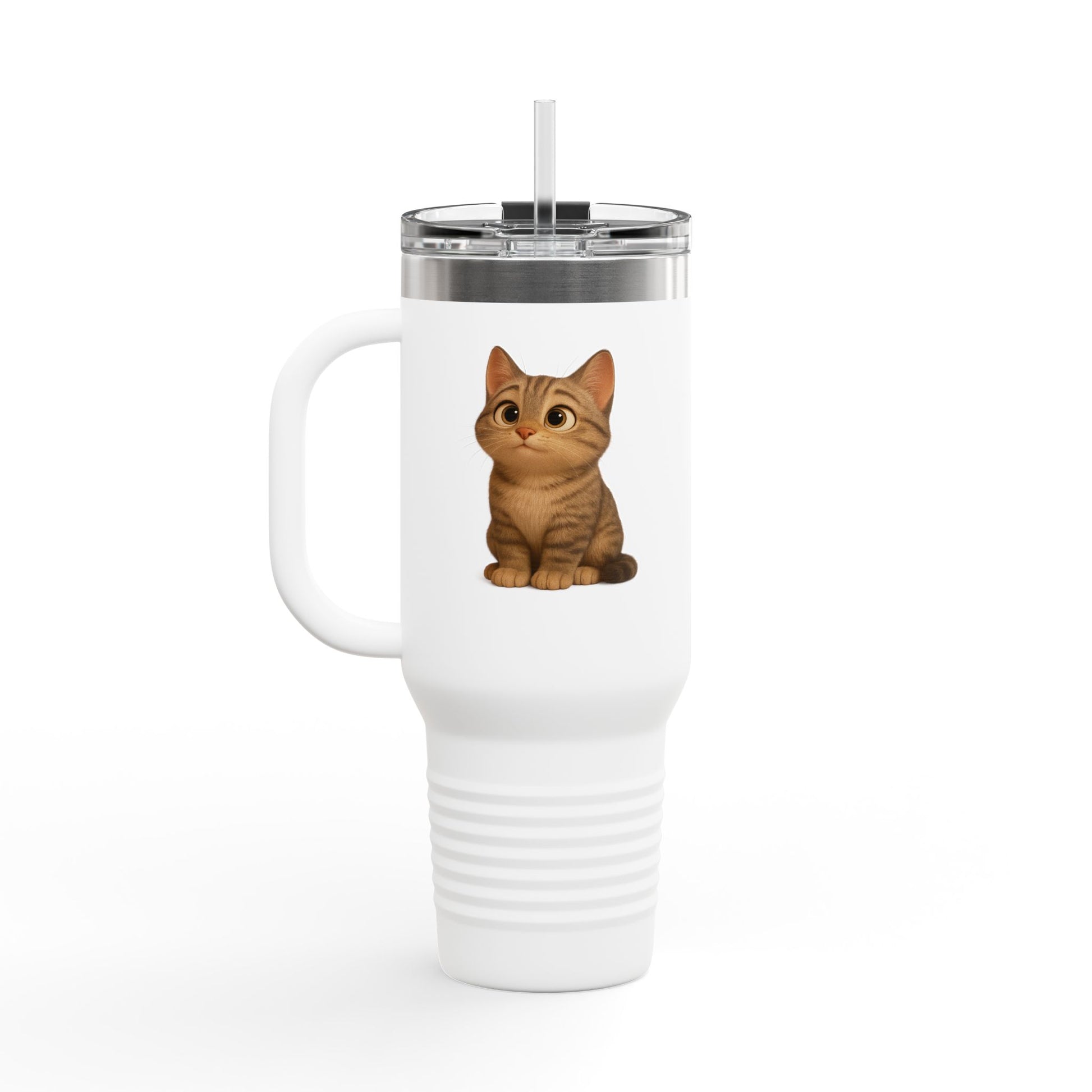 Cute Cat Insulated Travel Mug, Perfect for Pet Lovers, 40oz Coffee Cup, Travel Tumbler, Gift for Cat Lovers, Customizable Mug - TRV