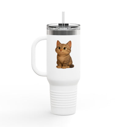 Cute Cat Insulated Travel Mug, Perfect for Pet Lovers, 40oz Coffee Cup, Travel Tumbler, Gift for Cat Lovers, Customizable Mug - TRV