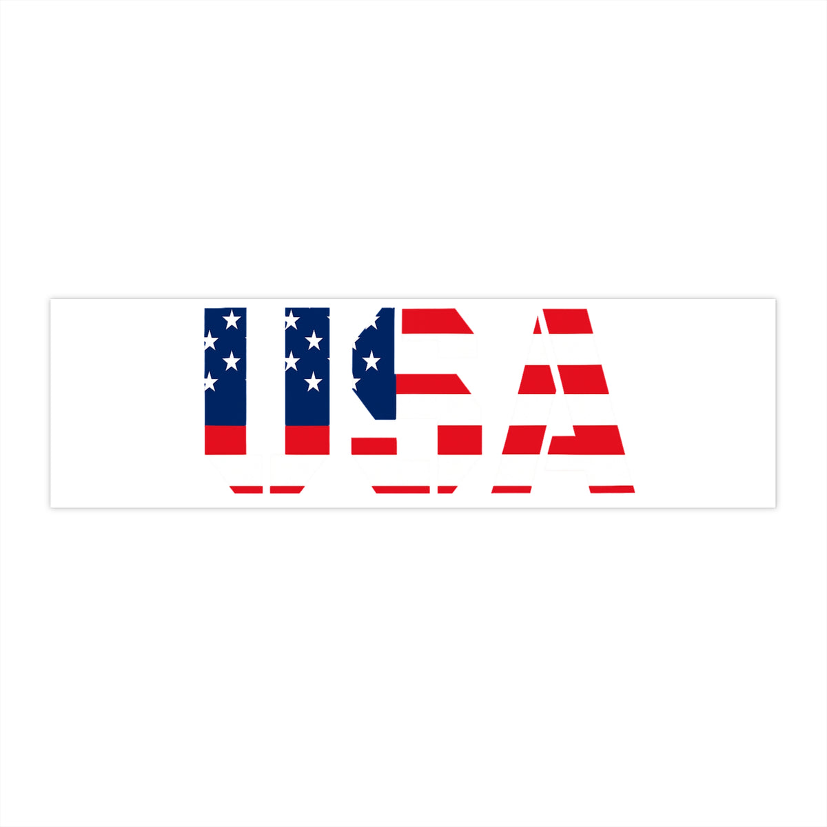 USA flag bumper sticker with red, white, and blue patriotic design, printed on paper, from Printify.