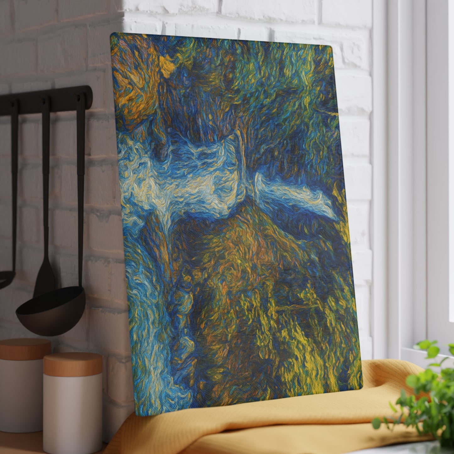Glass Cutting Board — Tranquil Waterfall Art Print