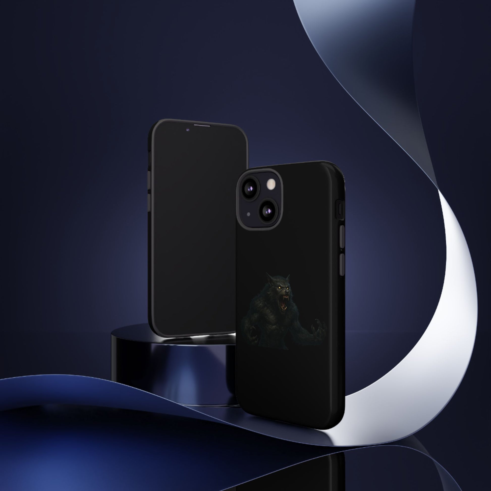 Dark monster graphic werewolf phone case from Printify, tough protective cover for smartphones with a fierce design.