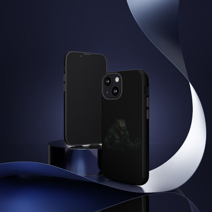 Dark monster graphic werewolf phone case from Printify, tough protective cover for smartphones with a fierce design.