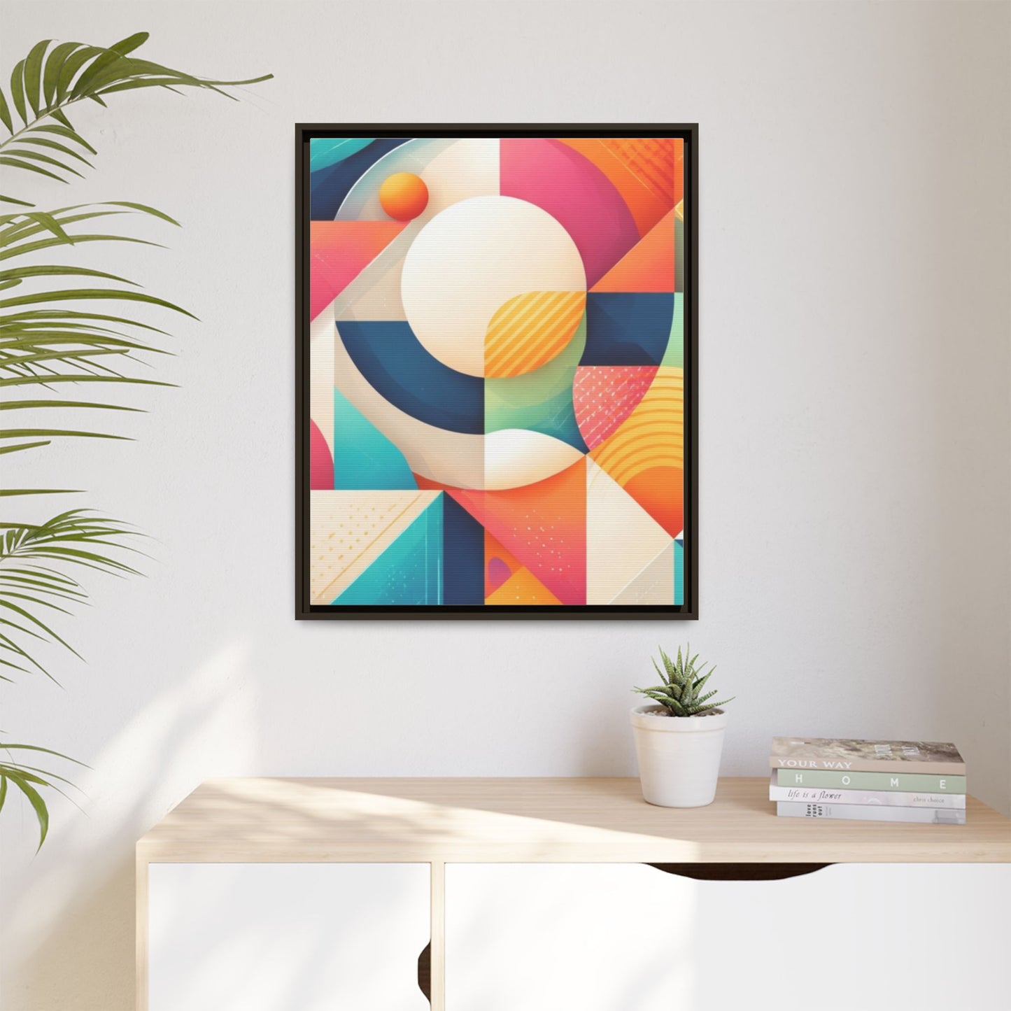 Colorful Geometric Abstract Art Matte Canvas Framed