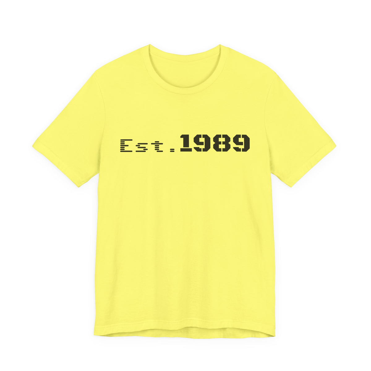 Vintage Est. 1989 graphic T-shirt by Printify featuring a retro design celebrating the year of birth.