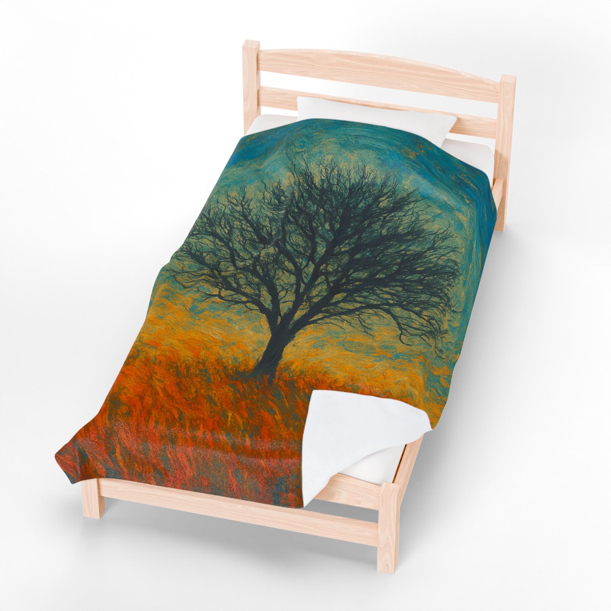 Cozy Velveteen Plush Blanket with Serene Tree Design | Comfortable Home Decor, Gift for Nature Lovers, Cozy Nights, Warmth&Style - TRV