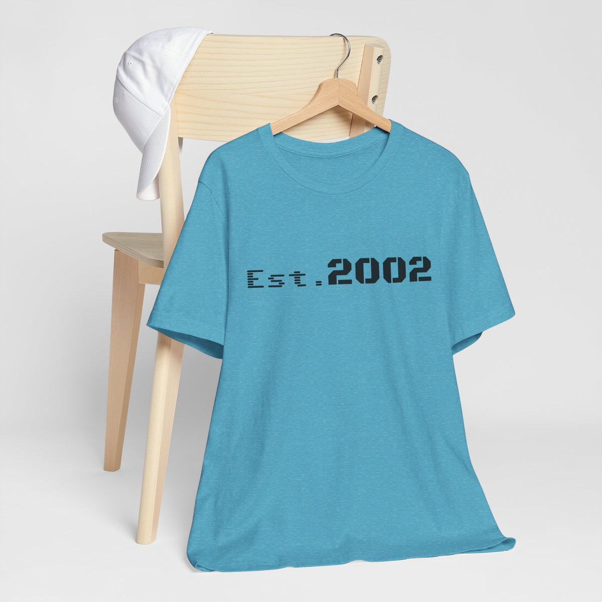 Vintage Est. 2002 T-Shirt by Printify featuring a classic design celebrating the year established, casual unisex style.