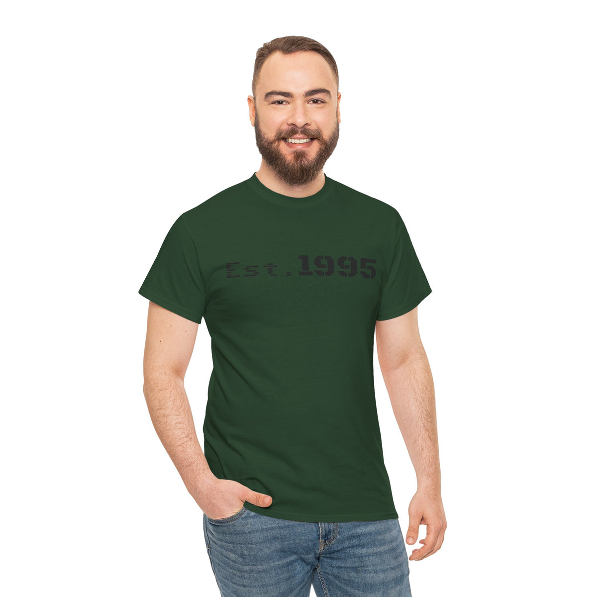 Vintage minimalist "Est. 1995" T-shirt by Printify featuring a clean design for birthday celebrations.