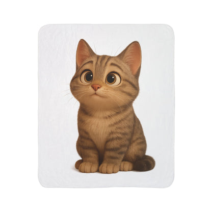Soft Cozy Cat Sherpa Blanket by Printify, warm plush throw with cat print design, perfect for cozying up or gifting to cat lovers.