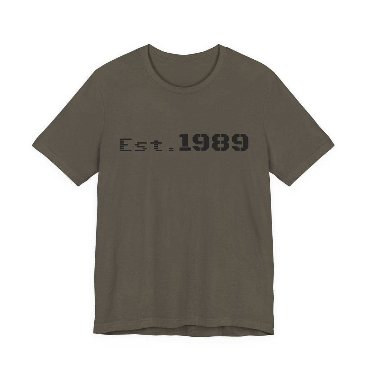 Vintage Est. 1989 graphic T-shirt by Printify featuring a retro style and bold text design.