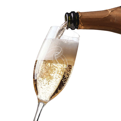 Interlocking Rings Champagne Glass | Engraved 8oz Flute