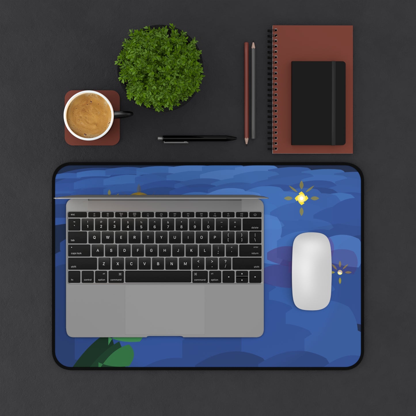 Starry Night Impasto Vortex Desk Mat | Van Gogh Style Brushstroke Design